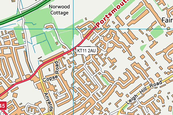 KT11 2AU map - OS VectorMap District (Ordnance Survey)