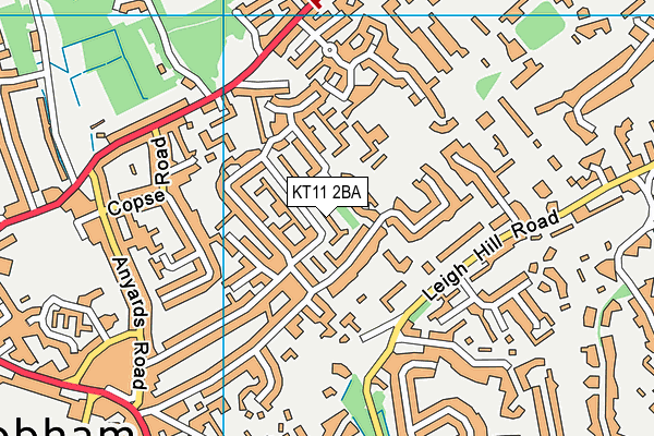KT11 2BA map - OS VectorMap District (Ordnance Survey)