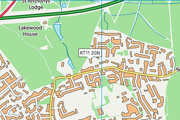 KT11 2GN map - OS VectorMap District (Ordnance Survey)