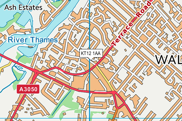 KT12 1AA map - OS VectorMap District (Ordnance Survey)