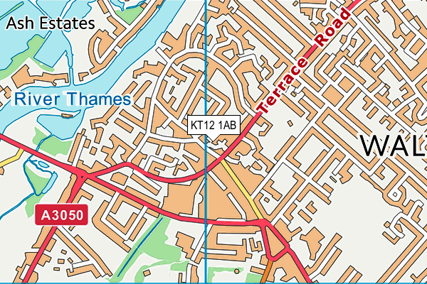 KT12 1AB map - OS VectorMap District (Ordnance Survey)
