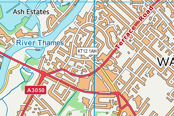 KT12 1AH map - OS VectorMap District (Ordnance Survey)