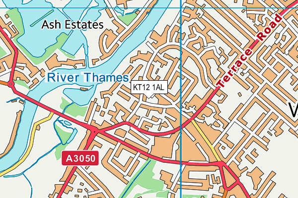 KT12 1AL map - OS VectorMap District (Ordnance Survey)