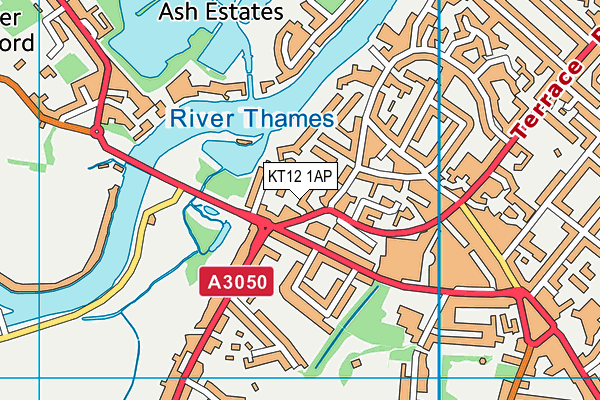 KT12 1AP map - OS VectorMap District (Ordnance Survey)