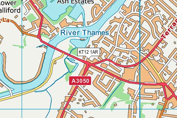 KT12 1AR map - OS VectorMap District (Ordnance Survey)