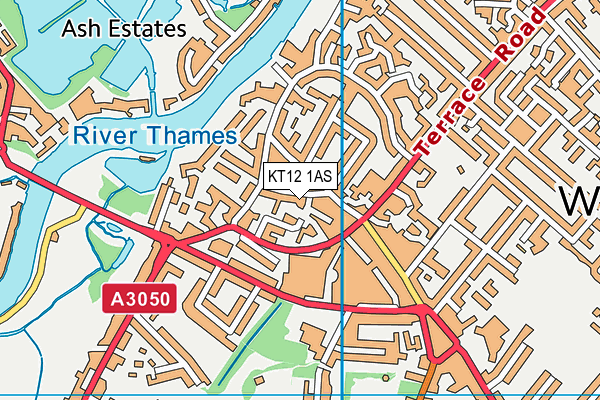 KT12 1AS map - OS VectorMap District (Ordnance Survey)