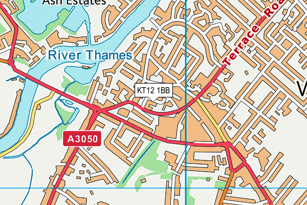KT12 1BB map - OS VectorMap District (Ordnance Survey)