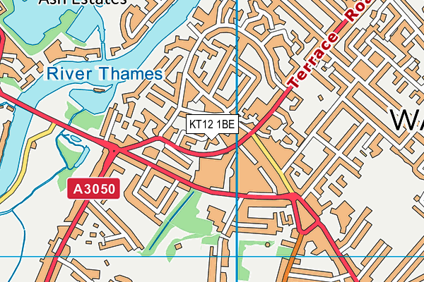 KT12 1BE map - OS VectorMap District (Ordnance Survey)