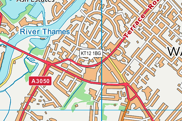 KT12 1BG map - OS VectorMap District (Ordnance Survey)