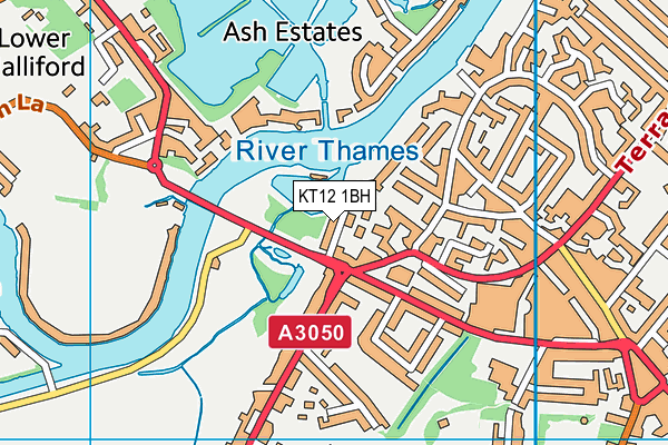 KT12 1BH map - OS VectorMap District (Ordnance Survey)