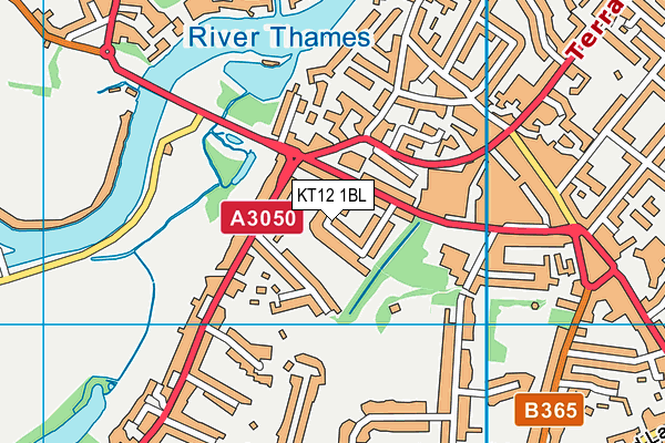 KT12 1BL map - OS VectorMap District (Ordnance Survey)