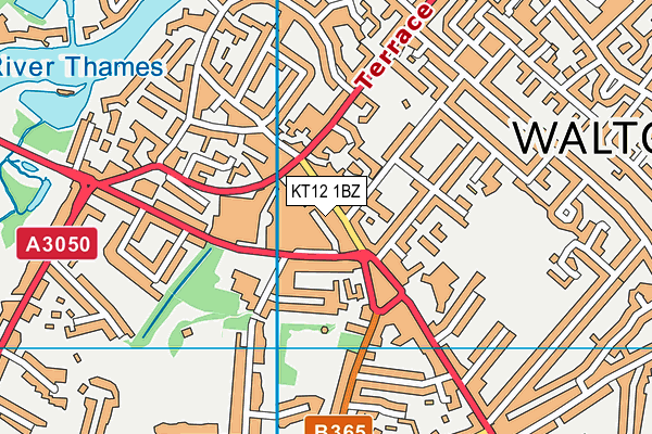 KT12 1BZ map - OS VectorMap District (Ordnance Survey)