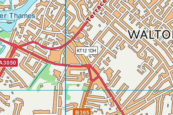 KT12 1DH map - OS VectorMap District (Ordnance Survey)