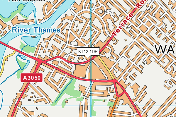 KT12 1DP map - OS VectorMap District (Ordnance Survey)