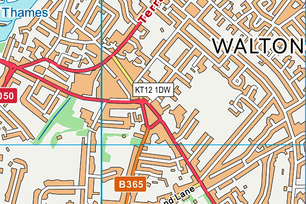 KT12 1DW map - OS VectorMap District (Ordnance Survey)