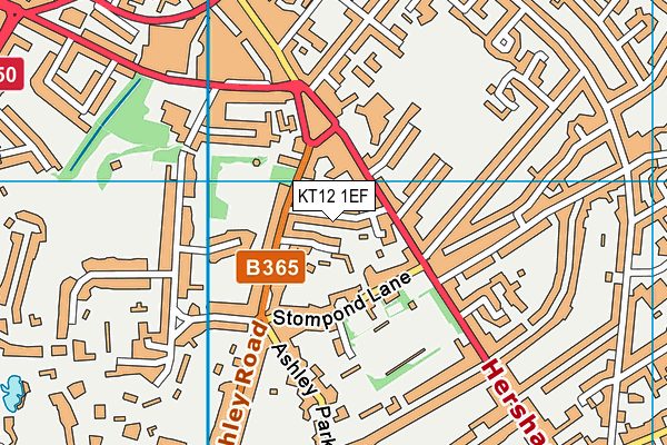 KT12 1EF map - OS VectorMap District (Ordnance Survey)