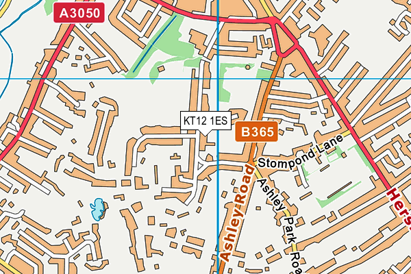 KT12 1ES map - OS VectorMap District (Ordnance Survey)