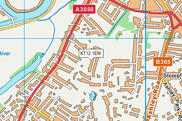 KT12 1EW map - OS VectorMap District (Ordnance Survey)
