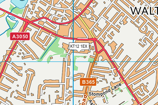 KT12 1EX map - OS VectorMap District (Ordnance Survey)