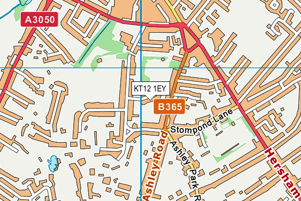 KT12 1EY map - OS VectorMap District (Ordnance Survey)