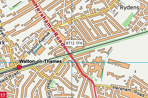 KT12 1FH map - OS VectorMap District (Ordnance Survey)