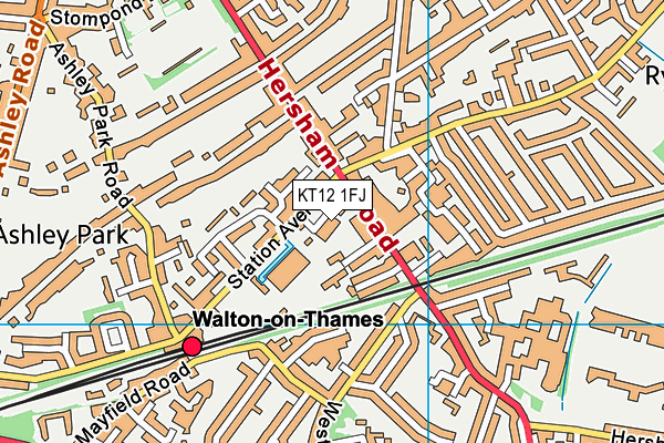 KT12 1FJ map - OS VectorMap District (Ordnance Survey)