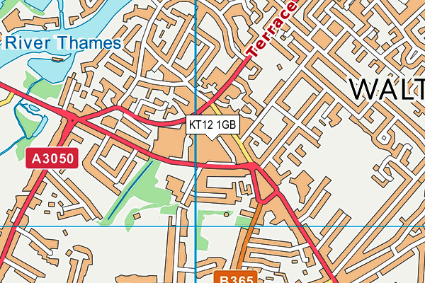 KT12 1GB map - OS VectorMap District (Ordnance Survey)