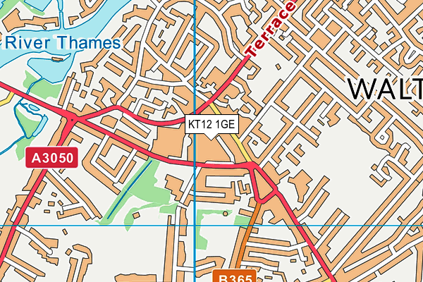 KT12 1GE map - OS VectorMap District (Ordnance Survey)