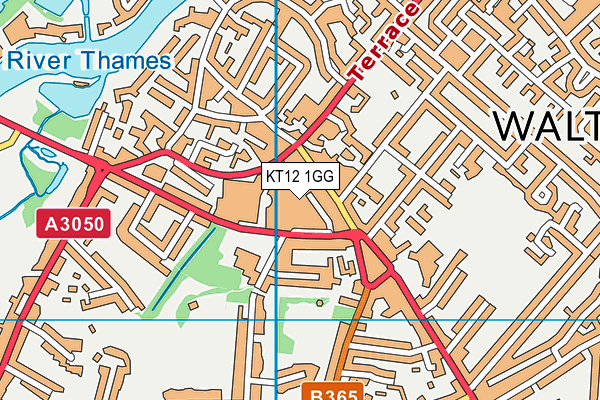KT12 1GG map - OS VectorMap District (Ordnance Survey)