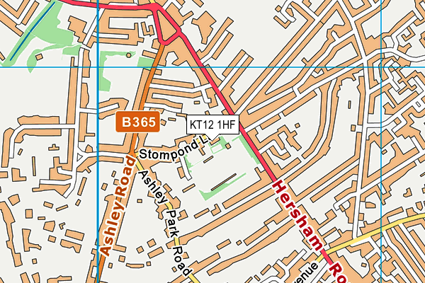 Stompond Lane Track (Closed) map (KT12 1HF) - OS VectorMap District (Ordnance Survey)