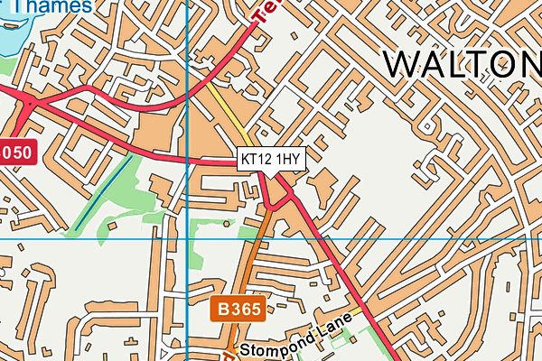 KT12 1HY map - OS VectorMap District (Ordnance Survey)