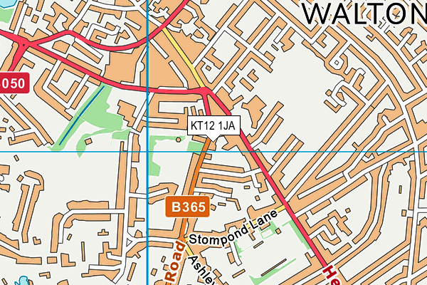KT12 1JA map - OS VectorMap District (Ordnance Survey)