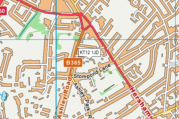 KT12 1JD map - OS VectorMap District (Ordnance Survey)