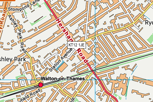 KT12 1JE map - OS VectorMap District (Ordnance Survey)