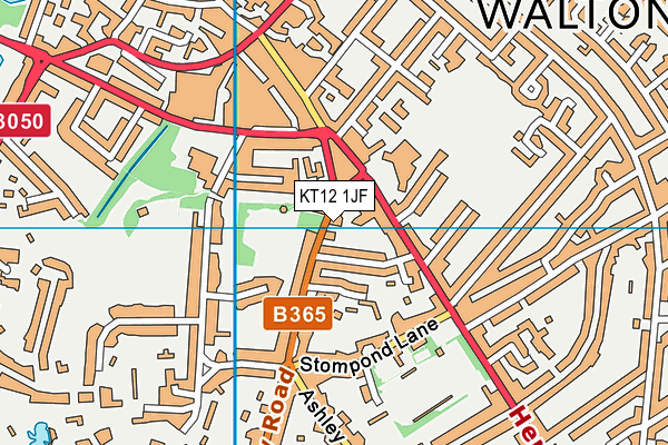 KT12 1JF map - OS VectorMap District (Ordnance Survey)