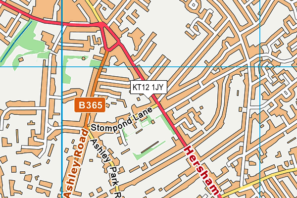 KT12 1JY map - OS VectorMap District (Ordnance Survey)