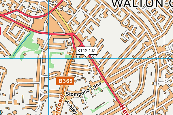 KT12 1JZ map - OS VectorMap District (Ordnance Survey)