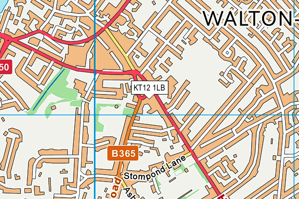 KT12 1LB map - OS VectorMap District (Ordnance Survey)