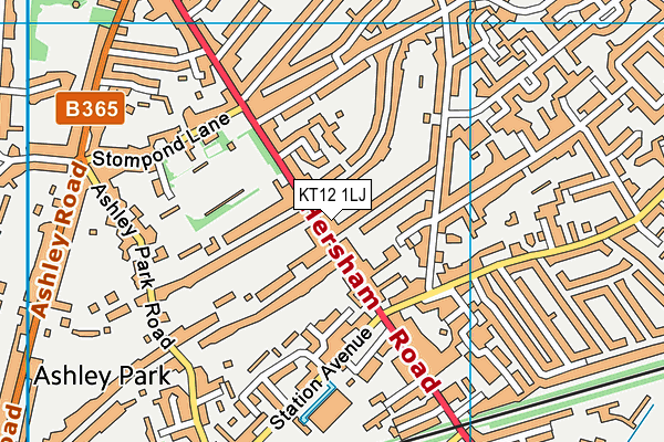 KT12 1LJ map - OS VectorMap District (Ordnance Survey)