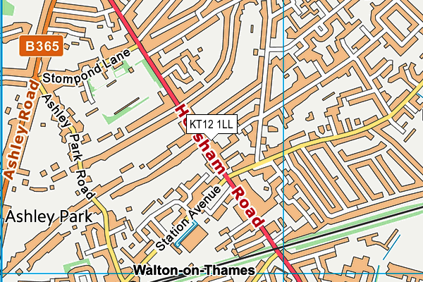 KT12 1LL map - OS VectorMap District (Ordnance Survey)