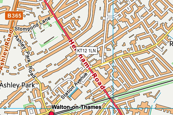 KT12 1LN map - OS VectorMap District (Ordnance Survey)