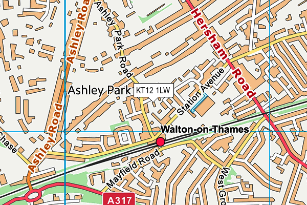 KT12 1LW map - OS VectorMap District (Ordnance Survey)