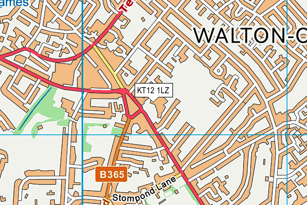 KT12 1LZ map - OS VectorMap District (Ordnance Survey)