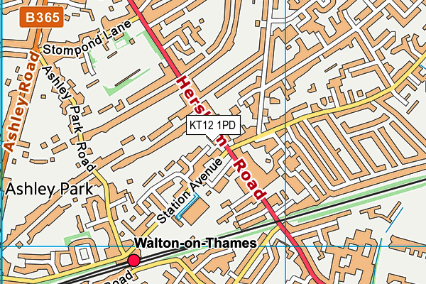 KT12 1PD map - OS VectorMap District (Ordnance Survey)