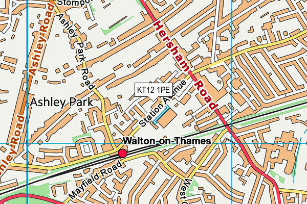 KT12 1PE map - OS VectorMap District (Ordnance Survey)