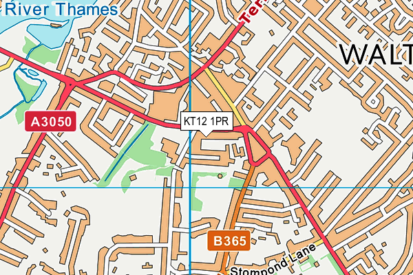 KT12 1PR map - OS VectorMap District (Ordnance Survey)