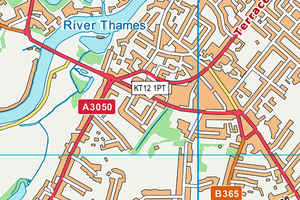 KT12 1PT map - OS VectorMap District (Ordnance Survey)