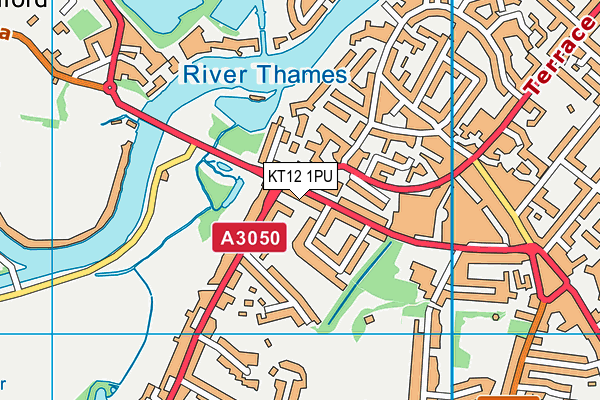 KT12 1PU map - OS VectorMap District (Ordnance Survey)