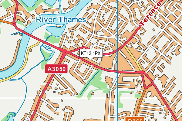 KT12 1PX map - OS VectorMap District (Ordnance Survey)