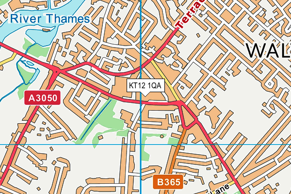 KT12 1QA map - OS VectorMap District (Ordnance Survey)